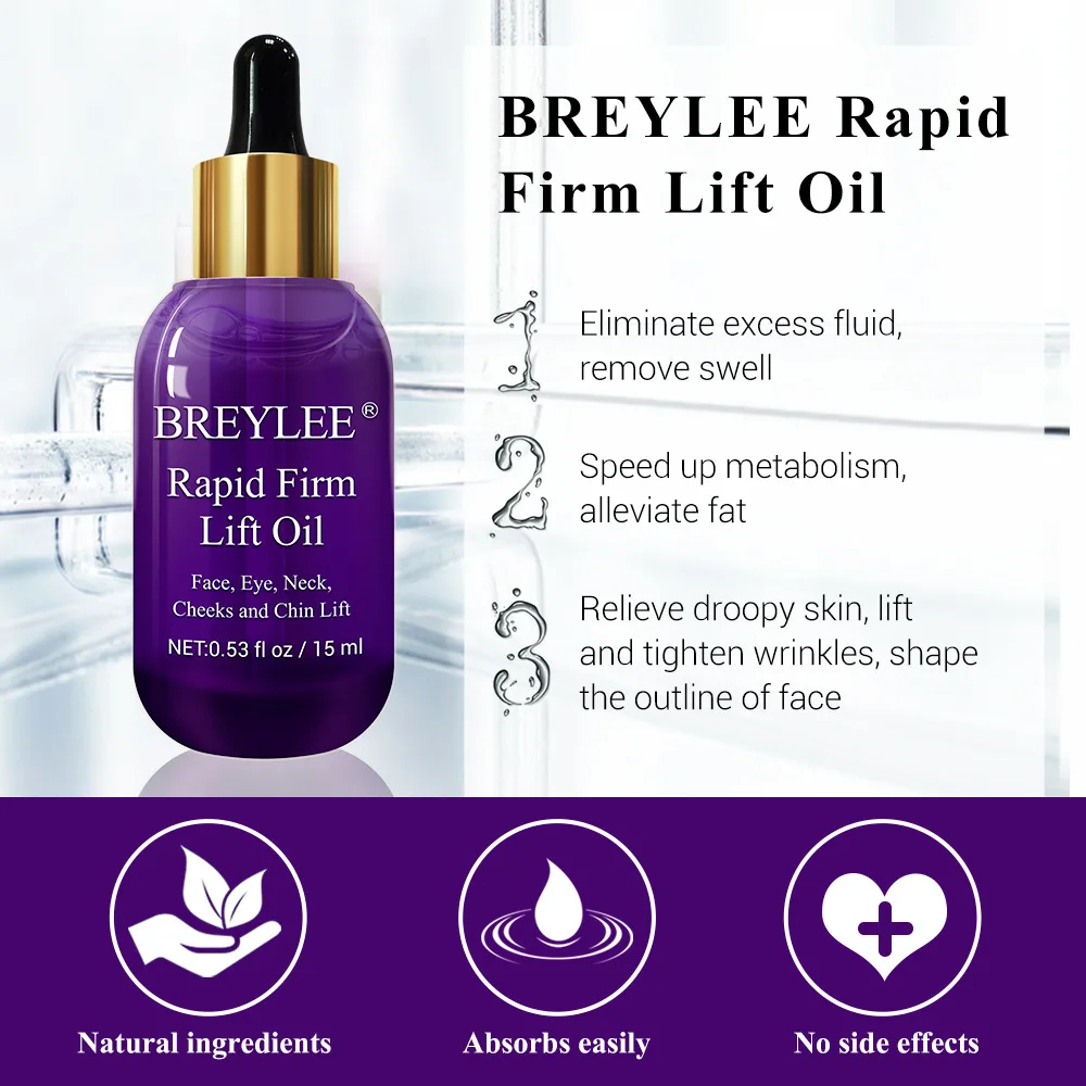  BREYLEE Essential Oils Rapid Firming Lifting Face Essence Oil Massage Anti Wrinkle Anti-Aging Power