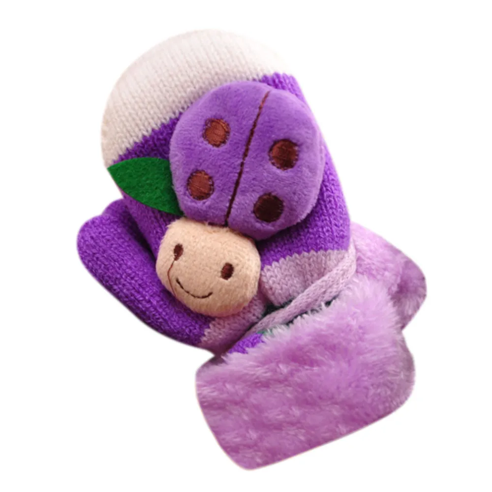 TELOTUNY теплые перчатки из плюша и бархата для осени и зимы, теплые варежки для малышей, От 1 до 4 лет moufle enfant X0510 - Цвет: Фиолетовый