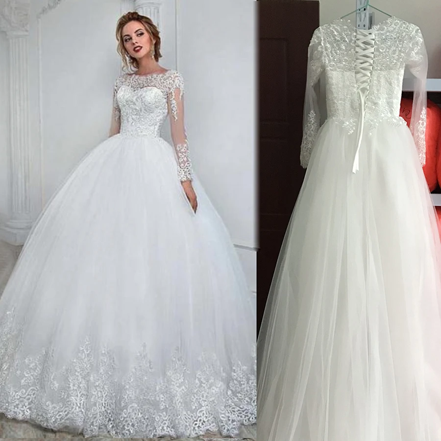 Fansmile 2019 Robe De Mariage Принцесса Белый Свадебные и Бальные платья Vestido De Noiva кружевное свадебное платье FSM-566T