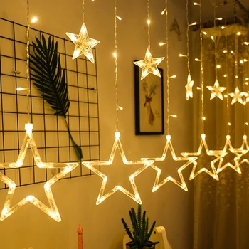 

Foxanon 3M 138 led star fairy lights Christmas star string light garland led curtain for wedding home party birthday decoration