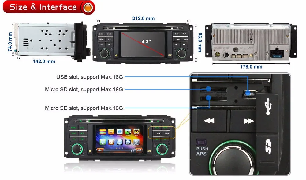 Excellent 4.3" Win8 UI Car DVD Player GPS Navi For Chrysler 300M PT Cruiser Sebring Concorde Town&Country 2002 2003 2004 2005 2006 2007 6