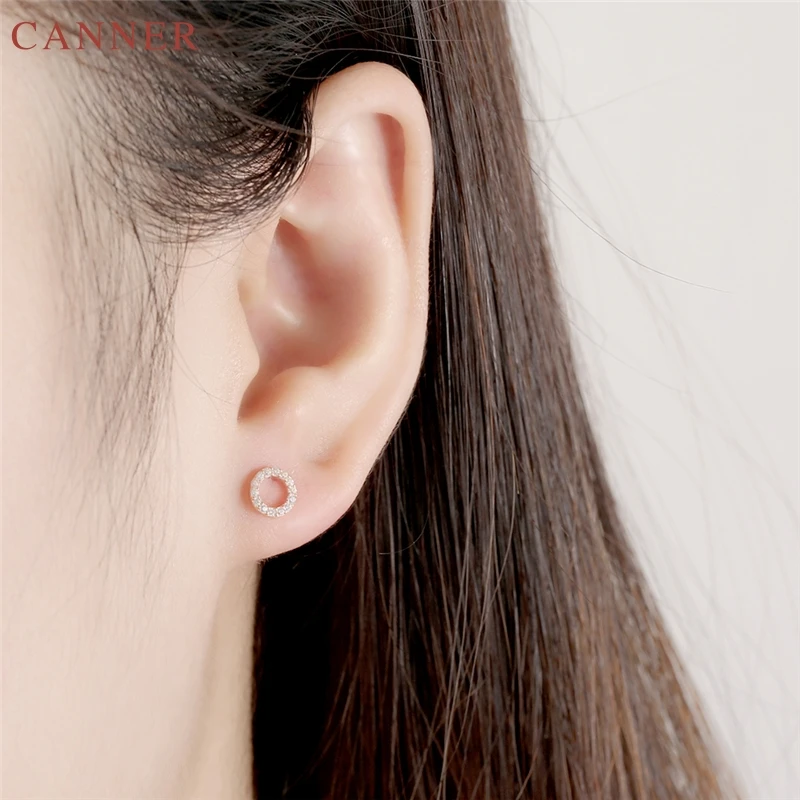 925 пробы серебро Циркон Круглые гвоздики Сережки для Для женщин Роза Золотое ожерелье серьги Модные украшения подарки brincos, можно носить с C40