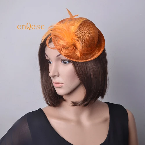 orange Элегантные Новые Sinamay чародей мини-шляпы с фетрами для свадьбы женские шляпы, вечерние, Кентукки Дерби. Лаванда - Цвет: orange