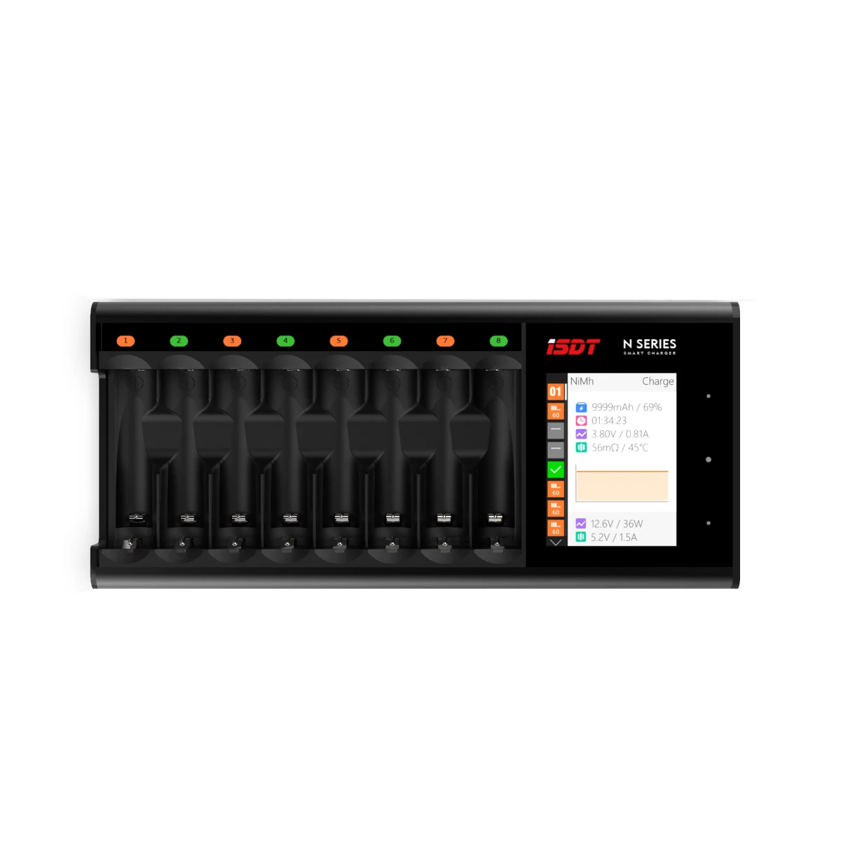 

ISDT N8 18W 1.5A 8 Slots LCD AA/AAA 18650 Battery Quick Charger for LiIon LiHv Life NiMh Nicd Nizn