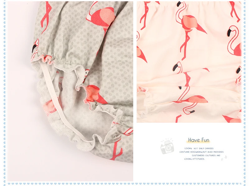 Короткие шаровары для новорожденных; хлопковые детские Многослойные гофрированные трусики; шорты для младенцев; юбка-брюки с принтом Фламинго; шорты для новорожденных