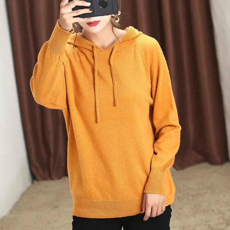 Autumn and winter new casual sweaterwomen's hooded sweater head loose bottoming sweater large size wild