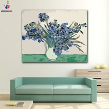 DIY цвета картины по номерам с цветами Ирис tectorum Максим Ван Гог Картина Рисунок Живопись по номерам Обрамленный дом