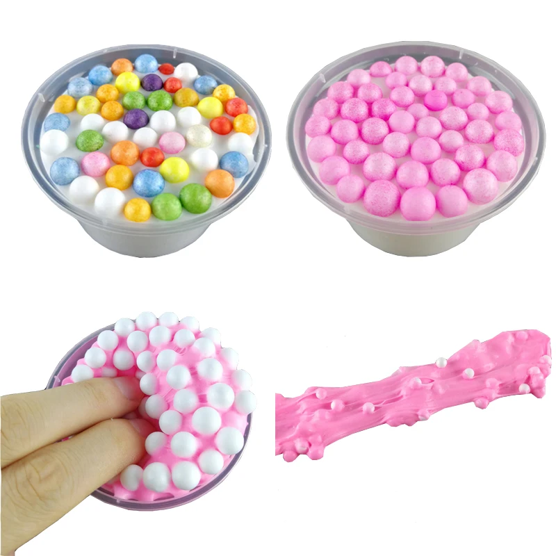

floame fluffy slime toy antistress Spongy Rainbow Fluffy Crunchy Foam Beads Kids Anti-stress Toys Slime Relax Gifts Clay Slime