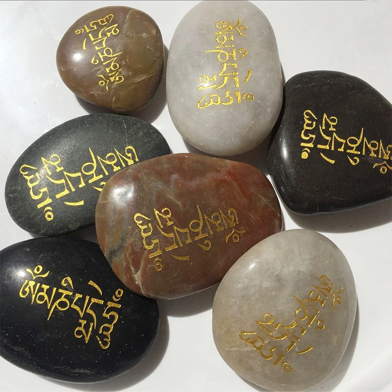 Высокое качество Riverstones Ом Мани Падме Хум Марни камни сильные буддийские тексты Молящиеся камни тибетский буддийский Тантрический поставки