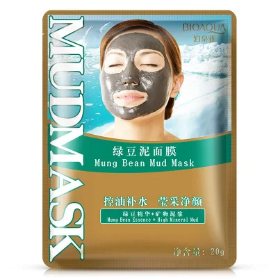 BIOAQUA Skin Care Mung Bean Mud Facial Mask Blackhead Remover Whitening Moisturizing Shrink Pore Acne face mask korean cosmetics | Красота и
