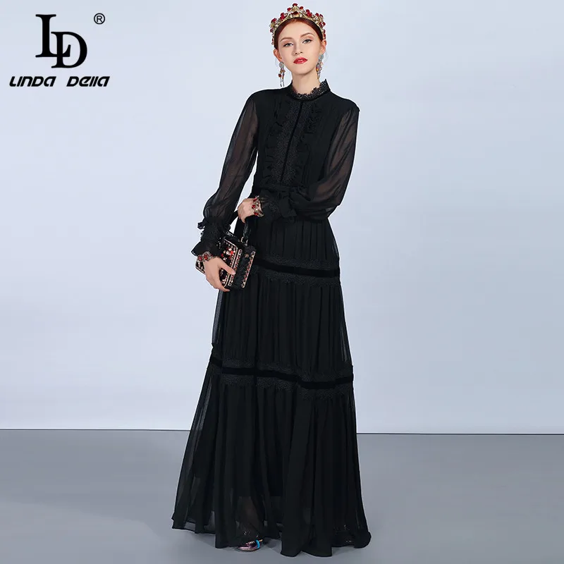 Uitgelezene LD LINDA DELLA Fashion Runway Maxi Dresses Women's Long Sleeve RR-77