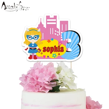 

Superhero Theme Party Paper Cake Topper Hero Girls American Captain Event Birthday Party Decorations Supplies Custom-Made Topper