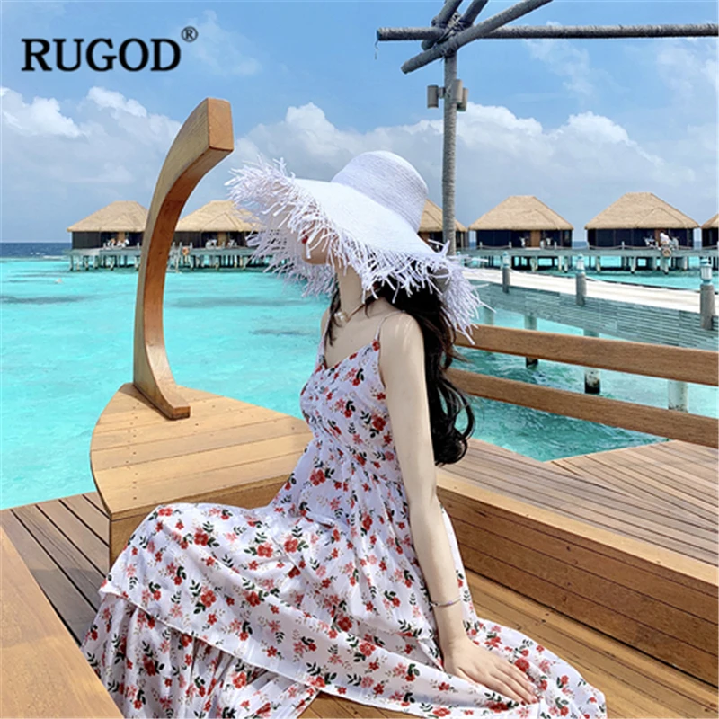 Женское шифоновое платье с цветочным принтом RUGOD повседневное пляжное без