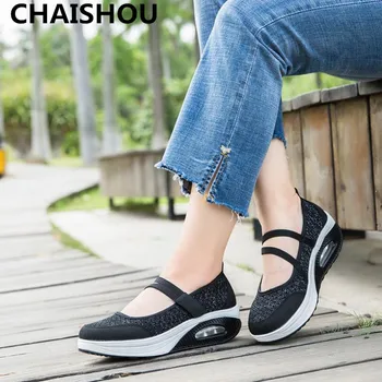 

CHAISHOU 2018 Summer women flats platform shoes women Shallow mouth breathable mesh casual shoes zapatos mujer F-200