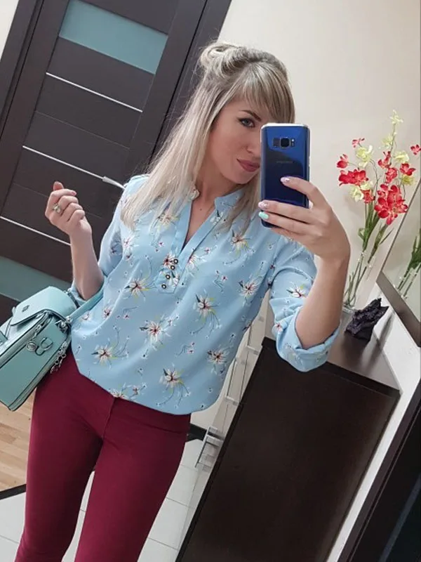 FREE SHIPPING Chiffon Blouse Floral Print OG0770