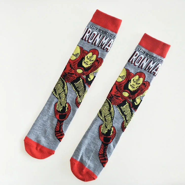 5 Pairs/Pack Thor Men socks Marvel Comic Heros Anime pattern Ironman Captain America Hulk Hawkeye Man compression cotton Socks