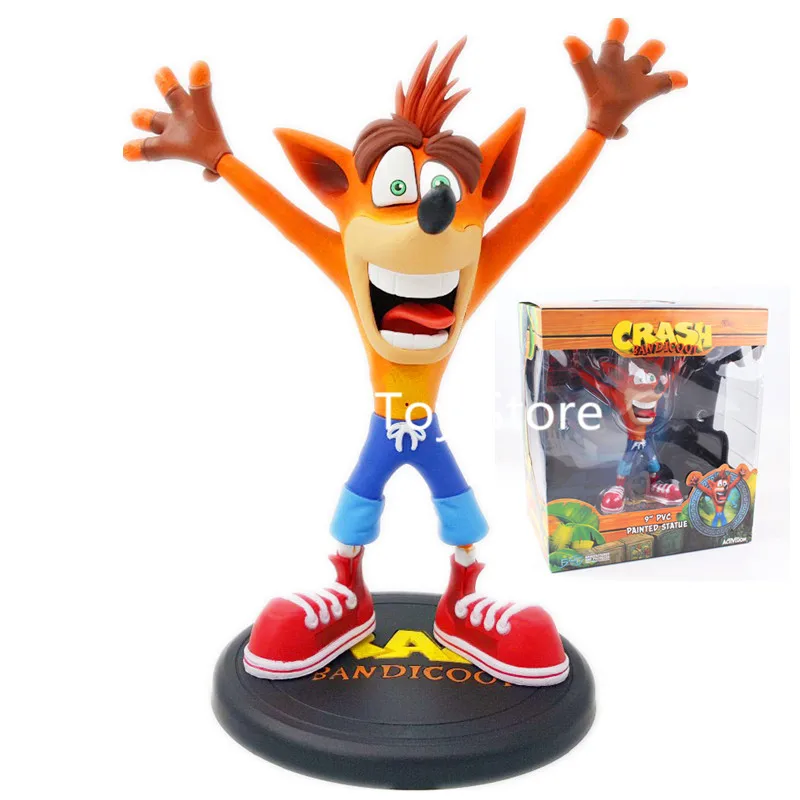 

9'' Anime Crash Bandicoot Action Figure Game Crash PVC Painted Statue Activision ACT PVC Collectible Model Toys 22cm Retial Box