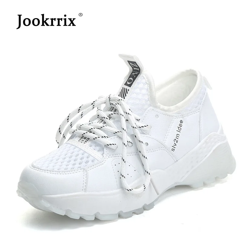 

Jookrrix 2018 White Shoes Women Brand Casual Platform Sneakers Lady chaussure Cross-tied Autumn footware Female Shoes All Match
