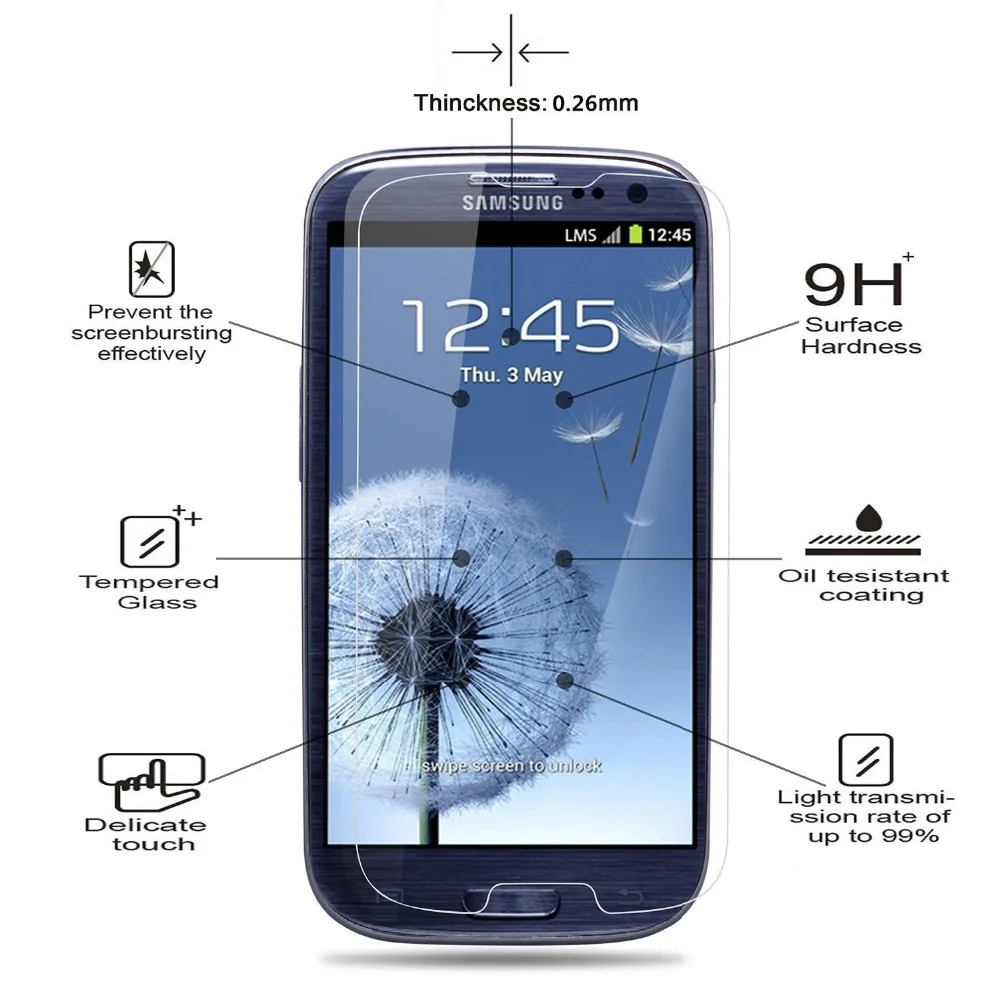 9H закаленное стекло для samsung Galaxy S3 GT-I9300 S3 DUOS I9300i S3 NEO I9301 i9301i Защитная крышка для экрана GLAS Sklo Caso Capa