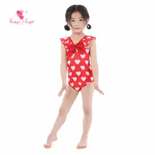 Kaiya Angel/Новинка; купальный костюм для маленьких девочек; купальник с v-образным вырезом и рюшами без рукавов для малышей; сезон лето; Милый; 5 шт./партия; с фабрики