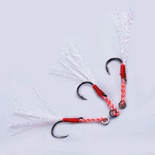 Fishing Hook 3pcs/lot High Carbon Steel Fishhooks Jigging Spoon PE Line Saltwater Jig Assist Fishhook Fishing Tackle