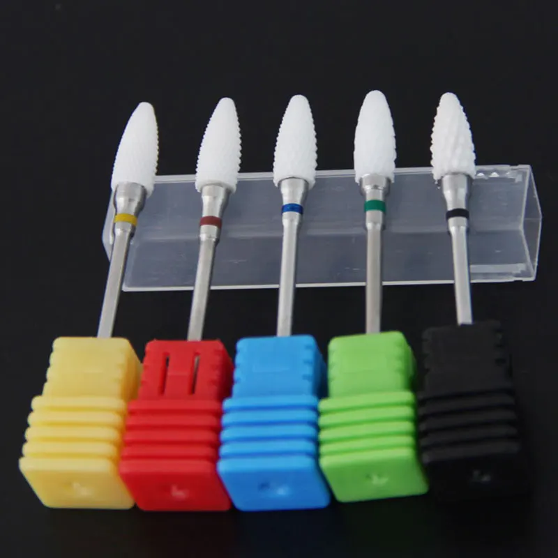 Pro Nail Art Ceramic Bullet Grinding Head Abrasive Drill Bit large Cone