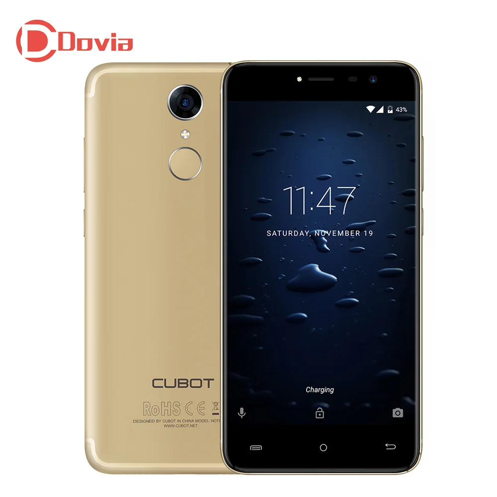 Cubot Note Plus 4G Smartphone 5.2 inch Android 7.0 MTK6737T Quad Core 3GB RAM 32GB ROM 13.0MP Rear Camera Fingerprint Scanner