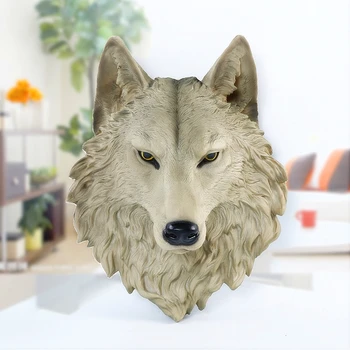 

Wolf Head Statue Wall Decoration Hanging Wall Ornaments Animal Art Sculpture Resin Craftwork Home Decoration Accessories R225