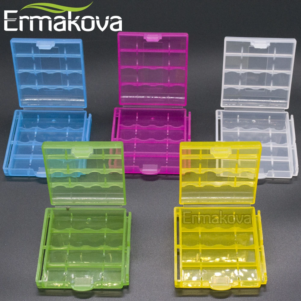 ERMAKOVA 5 قطعة/الوحدة واضح AA AAA بطارية المنظم حالة البطارية حامل التخزين حاوية علب (مشبك ربط مع صناديق أخرى)