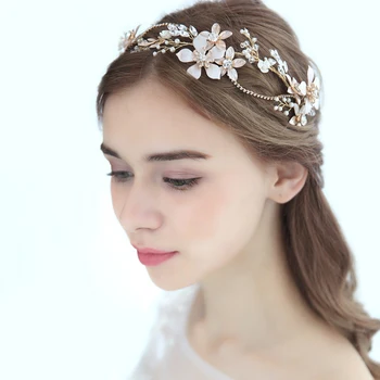 

Flower Headband Tiara Wedding Hair Accessories Bridal Headbands Trendy Crystal Pearl Bridal Hair Jewelry Women Headpiece