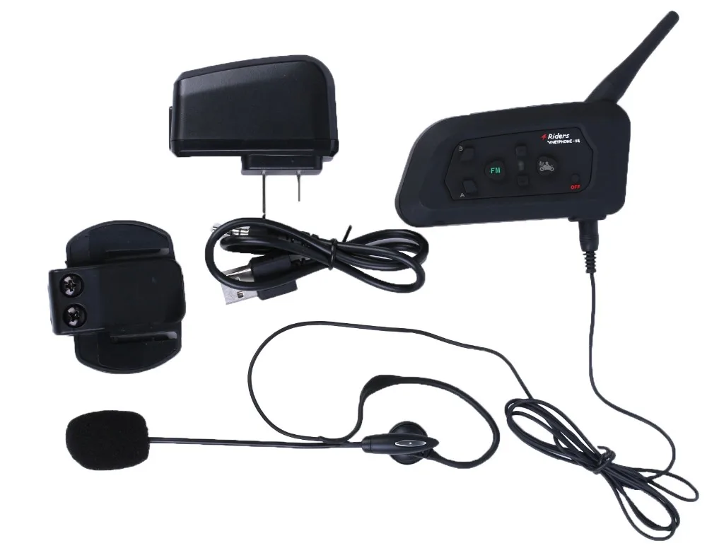 

S16175 Vnetphone V4C 1200m Full-duplex intercom Handfree Stereo Headset Bluetooth Interphone with FM for Referee 4 Users