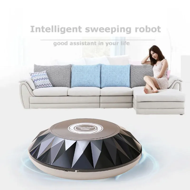 

2019 Drop Shpping Diamond Grain Smart Robot Vacuum Cleaner Multi-Function Movable USB Charging Smart Sweeping Machine