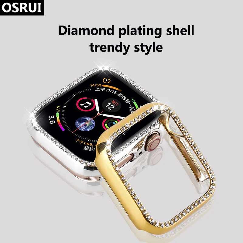 Diamond case For Apple watch case 44mm 40mm 42mm 38mm correa apple watch cover 4 3 iwatch band protective shell Accessories