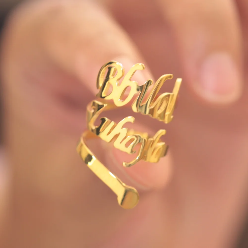 Оптовая продажа золотое кольцо спиральное на заказ 2 с именной табличкой змея 925