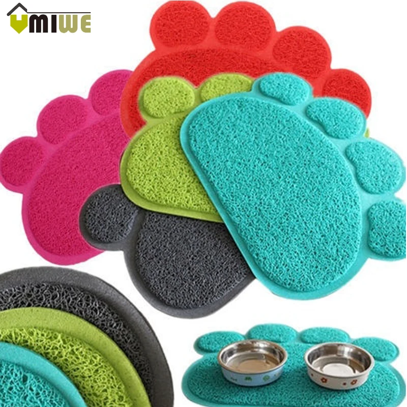 Симпатичные Paw ПВХ Кота Собаки Любимчика Кормление Мат Pad Pet Bowl пищевой Подачи