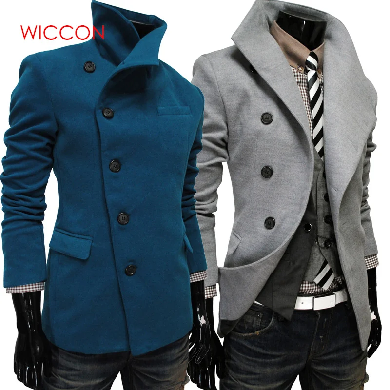 New Single-Breasted Lapel Oblique Placket Wool Coat For Men Men 'S Clothing Coats Jacket Strench