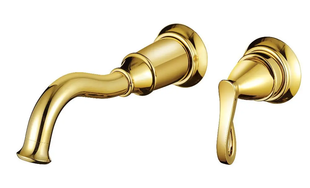 

Free shipping gold clour Wall Mounted Vessel Sink Faucet basin waterfall faucet