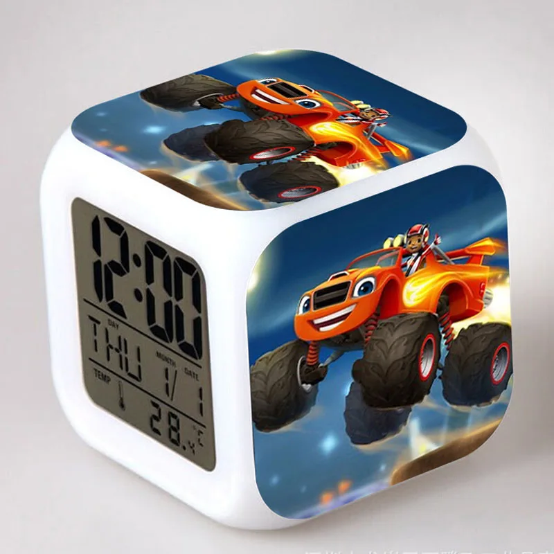 

2017 new Plastic Luminous Watches LED Digital Alarm Clock Blaze and the Monster Machines reloj despertador Kids Christmas Gift