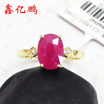 

18 k gold inlaid natural Burmese ruby ring female2.2 carats