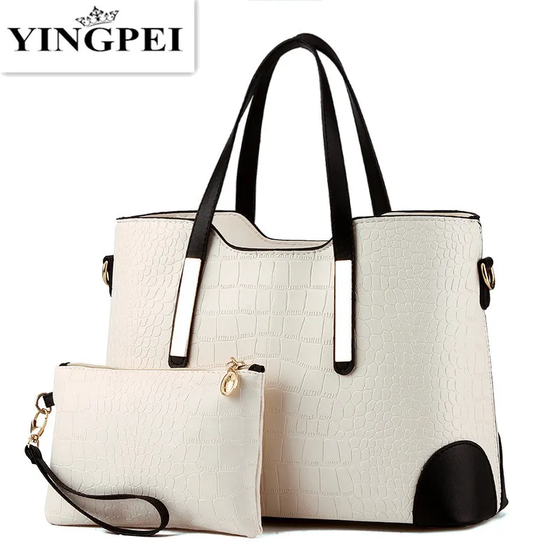 

lady Bag Vintage Messenger Bags Shoulder Handbag lady Top-Handle Crocodile Pattern Composite Bag Purse Wallet Leather