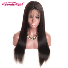 Wonder girl Pre Plucked Full Lace Human Hair Wigs For Black Women Brazilian Straight Lace Wig With Baby Hair Non Remy
