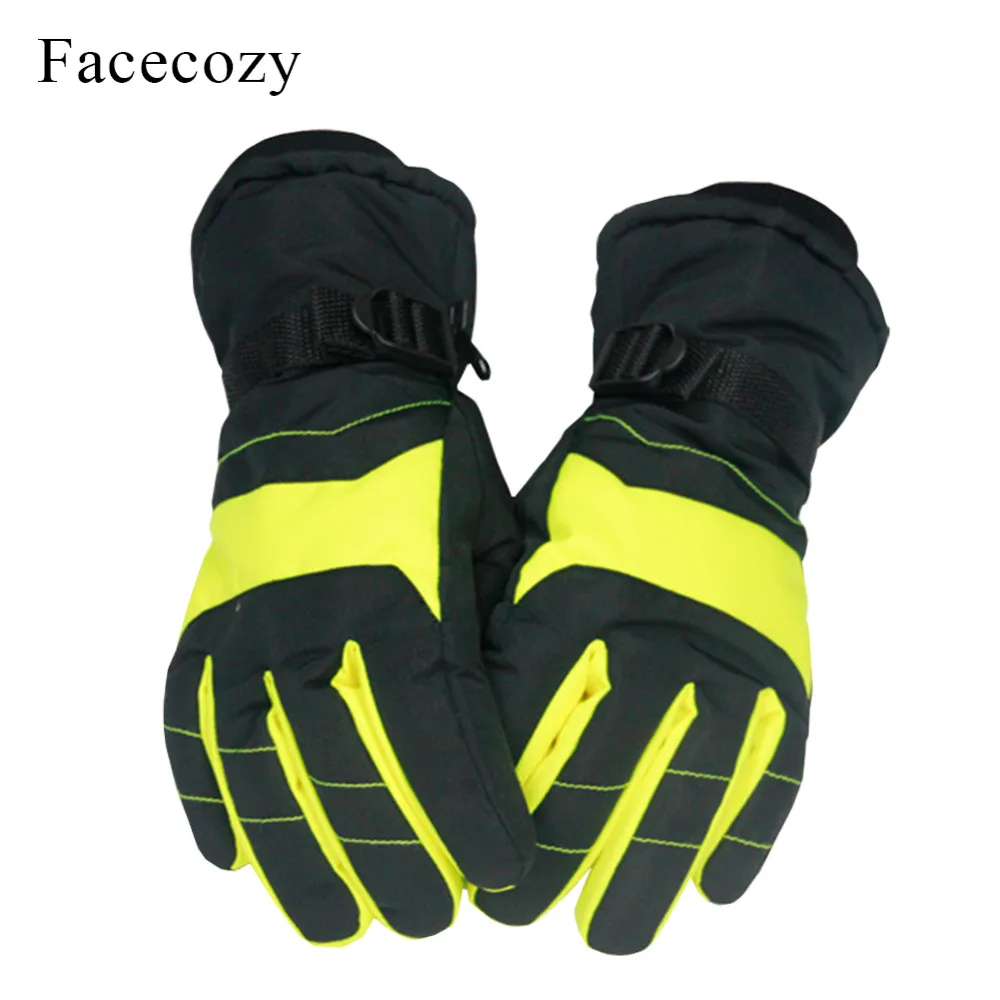 Facecozy Man Women Winter Skiing Gloves Unisex Patchwork Fleece Glove