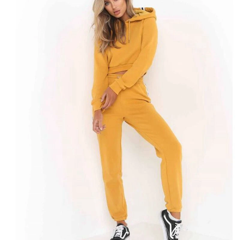 CFYH Women 2 Pieces Bodycon Hoodies Sweatshirt Suit Set Autumn Female