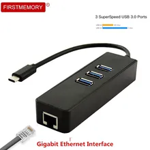4 порта USB C концентратор type C USB 3,0 сплиттер мульти USB3.0 с гигабитным сетевой адаптер Ethernet для компьютерных аксессуаров смартфон ПК