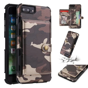 

Flip Camouflage Wallet Case for iPhone 6 6S Slim Leather TPU Silicone Rubber Protective Cover for iPhone 6S 6Plus Case Coque