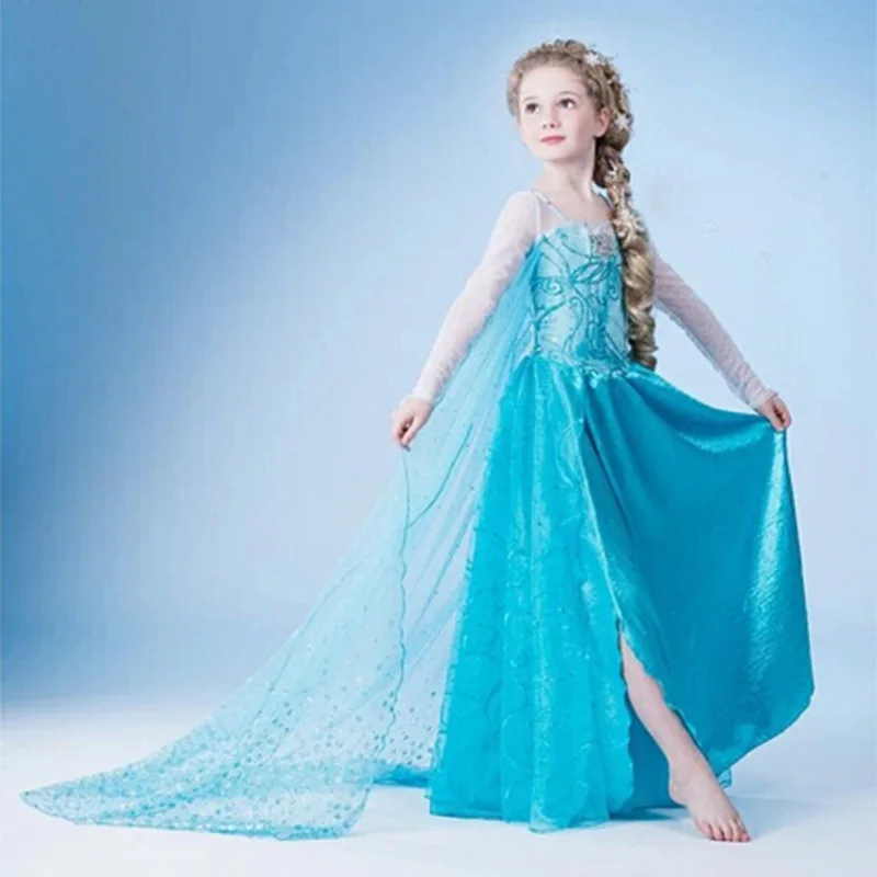 

Halloween dress Girl Princess Costume snow queen Cosplay children clothing baby Kids fantasia infantis Elsa vestido dresses