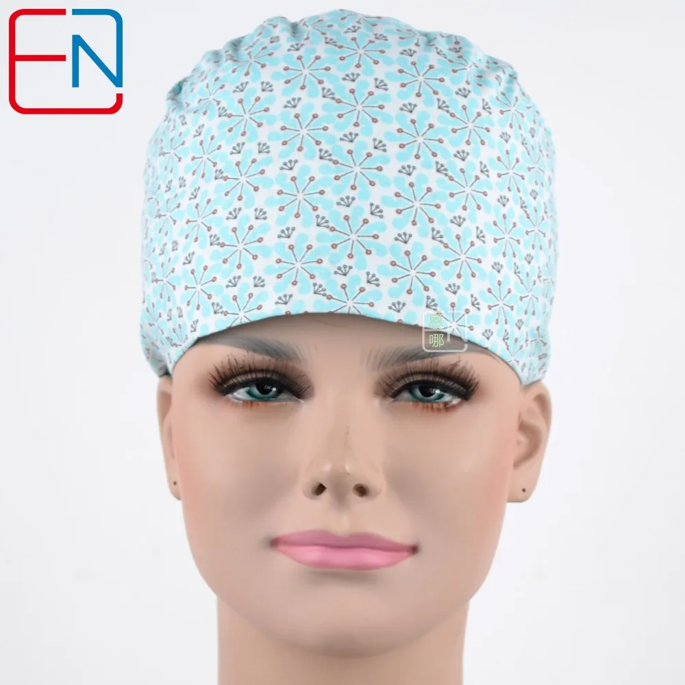 surgical scrub caps in light blue with snows ,lab caps,skull caps 100
