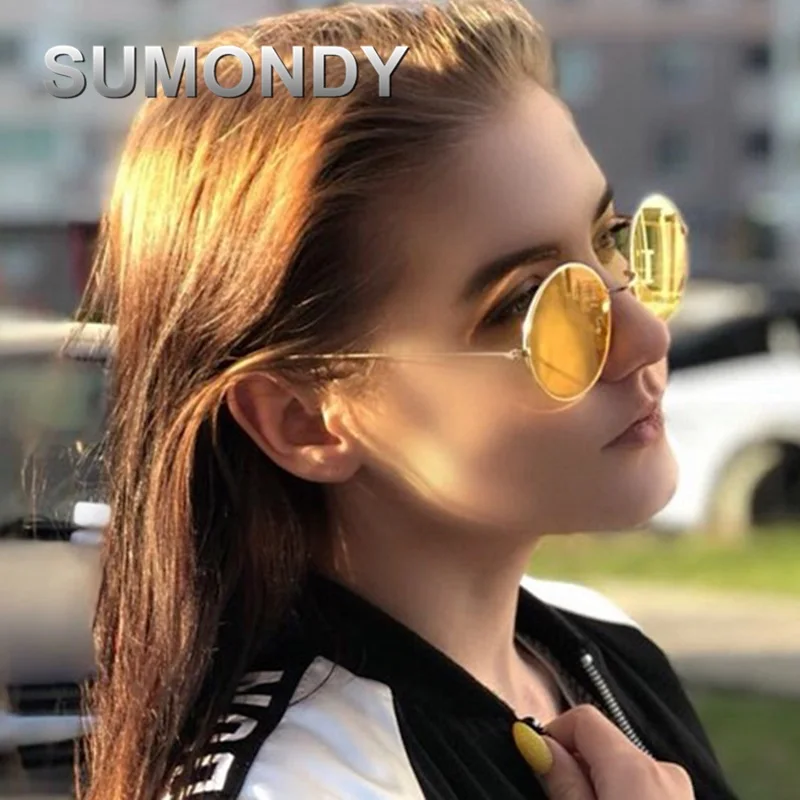 SUMONDY винтажные круглые металлические солнцезащитные очки для мужчин и женщин