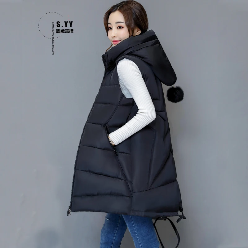 Brieuces New Arrivals Plus Size Winter Vest Womens Waistcoat 2018 Thick Warm Hooded Long Vest Female Sleeveless Jacket Coat