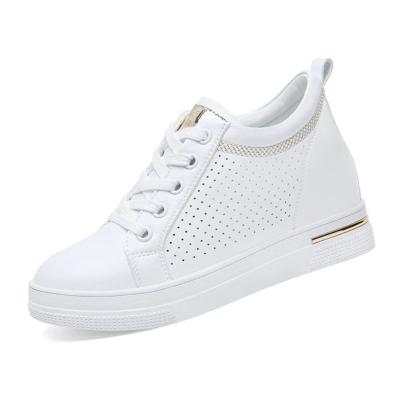 

White Comfy Breathable Leather Leisure Girl Shoes Women's Platform Sneakers Women Shoes Casual Female Shoes A0005